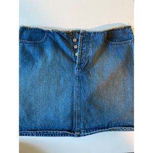 J crew blue jean button denim frayed mini skirt